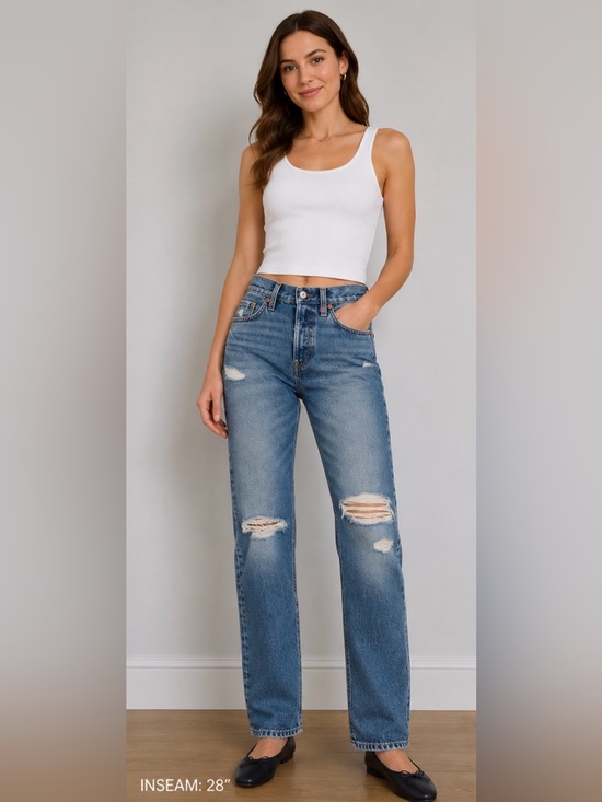 Levi's Denim - Levi’s 501 Original Fit Distressed Cropped Jeans Light Wash W31 L28